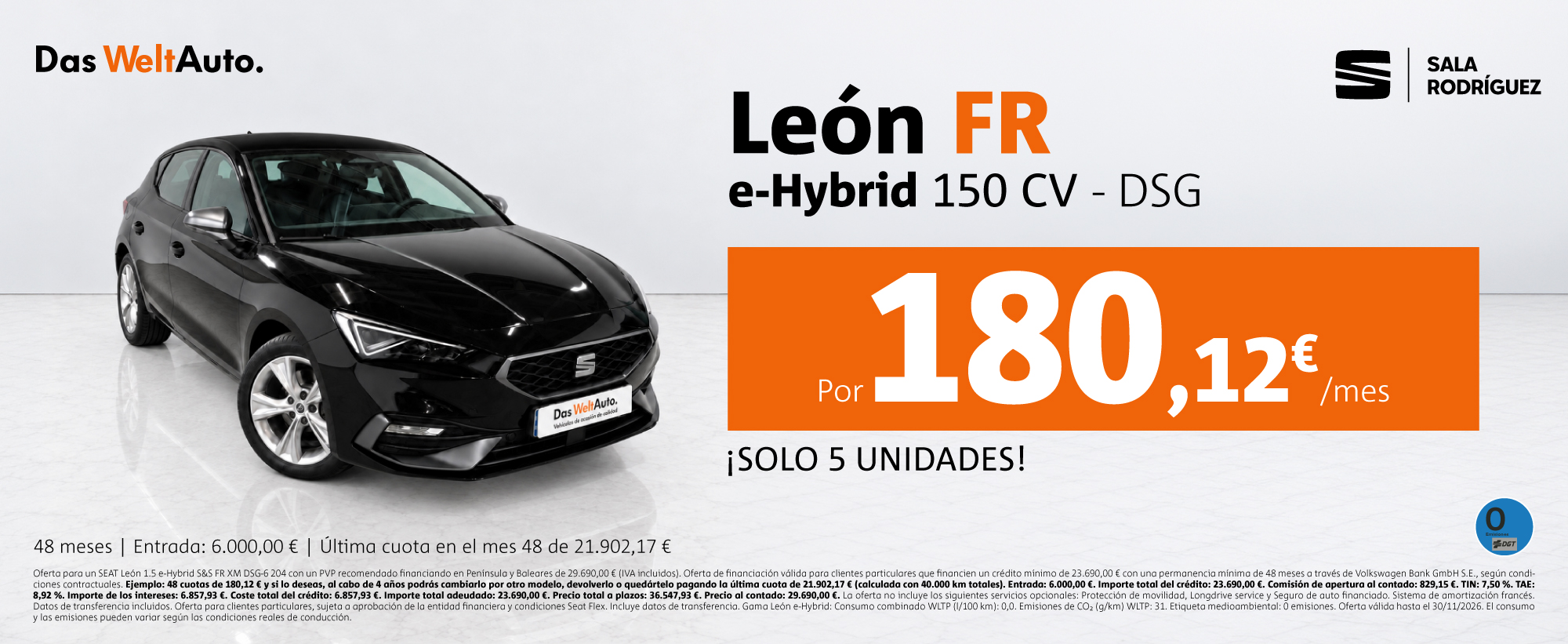 ¡Ocasión! SEAT León eTSI por 180€/mes*